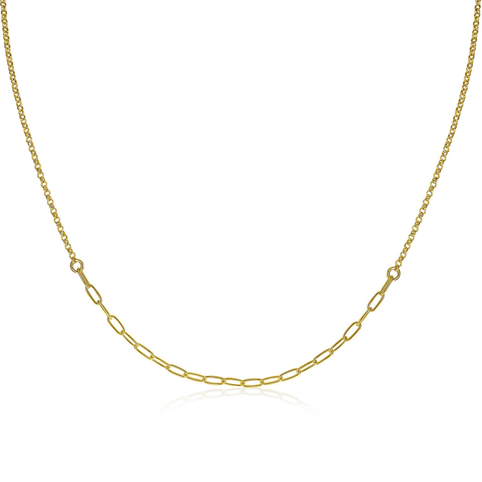 Zinzi ZIC1989G Ketting Ovaal zilver goudkleurig 40-45 cm.